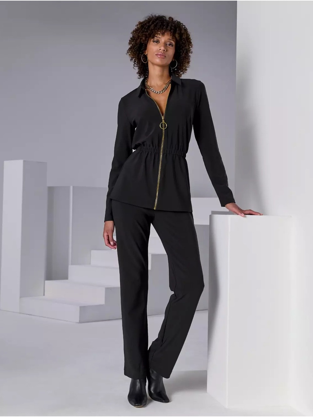 Boston Proper Black Beyond Travel Cinch Waist Coordinates Set Sz L